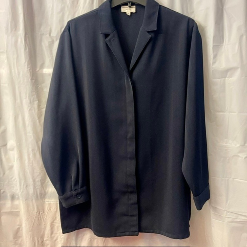 J'Envie Sport NY Black Herringbone Button Blazer Shirt Shacket Sz 16 Vintage USA